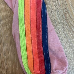 Pedal pink aviator nation, sweatpants size extra small with neon stripes